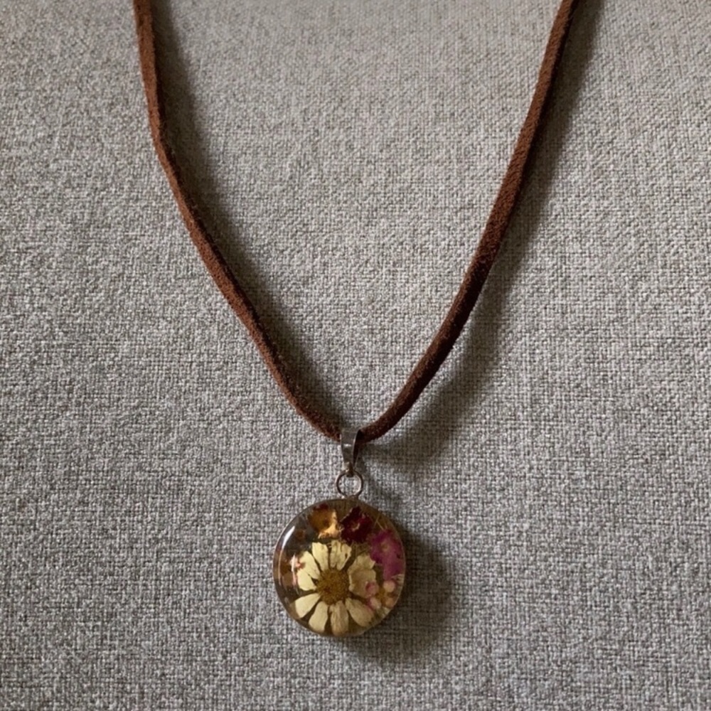 Vintage Pressed Flower Necklace